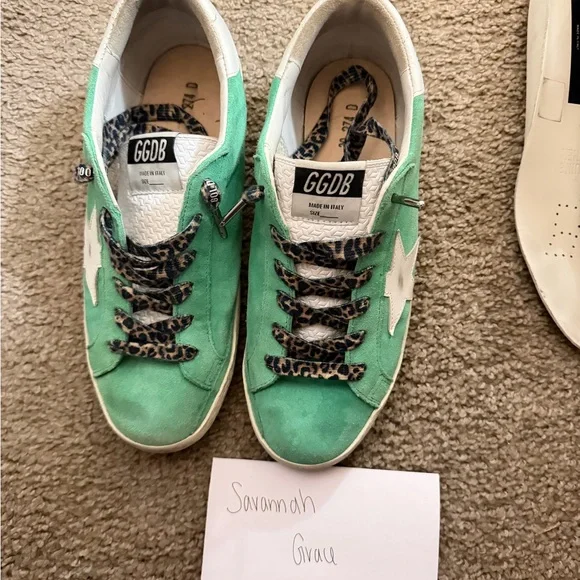 GGDB Green Suede Sneakers with Leopard Laces size 39 - Picture 5 of 6